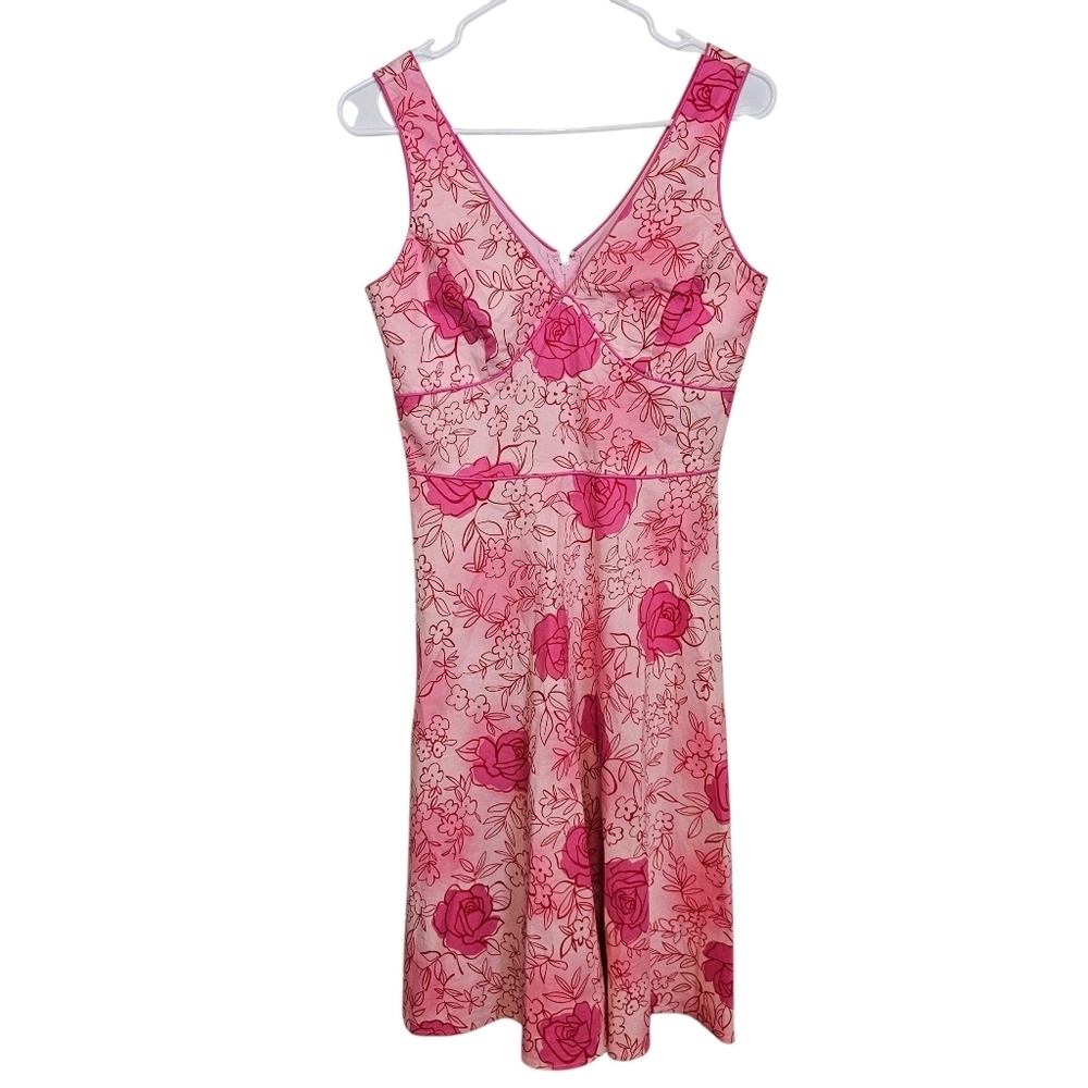 Vintage Y2K New York & Company Empire Waste Cottagecore Floral Vneck Dress